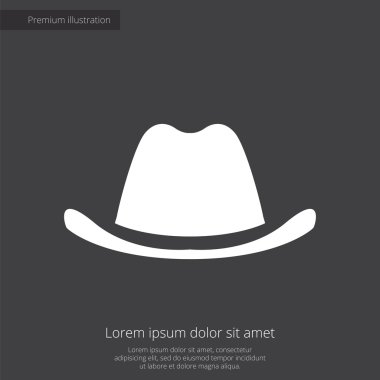 Klasik şapka sigorta primi illüstrasyon simge, koyu arka plan üzerinde beyaz 
