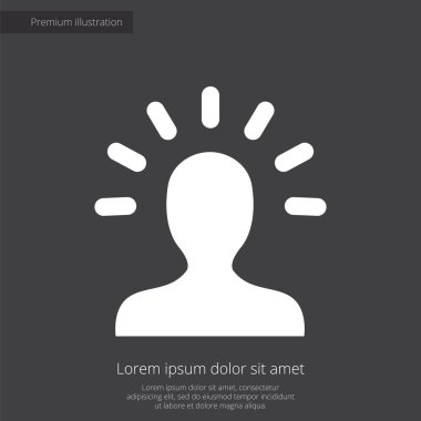 fikir sigorta primi illüstrasyon simge, koyu arka plan üzerinde beyaz