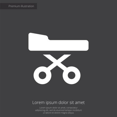 hastane yatak sigorta primi illüstrasyon simge, koyu arka plan üzerinde beyaz