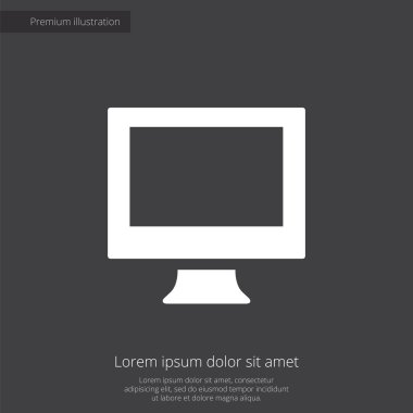 PC premium illüstrasyon simge, koyu arka plan üzerinde beyaz