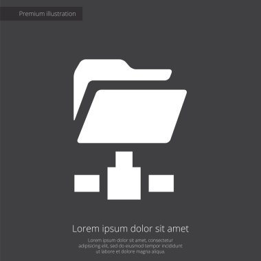ağ klasörü sigorta primi illüstrasyon simge, koyu arka plan üzerinde beyaz