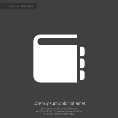 Not defteri sigorta primi illüstrasyon simge, koyu arka plan üzerinde beyaz