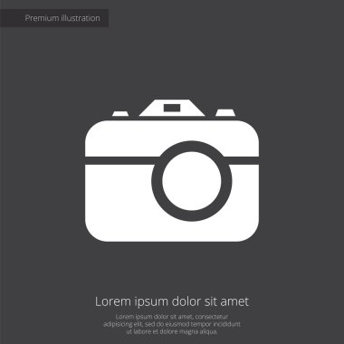 fotoğraf kamera sigorta primi şekil simgesi, koyu arka plan üzerinde beyaz