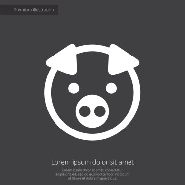 domuz sigorta primi illüstrasyon simge, koyu arka plan üzerinde beyaz
