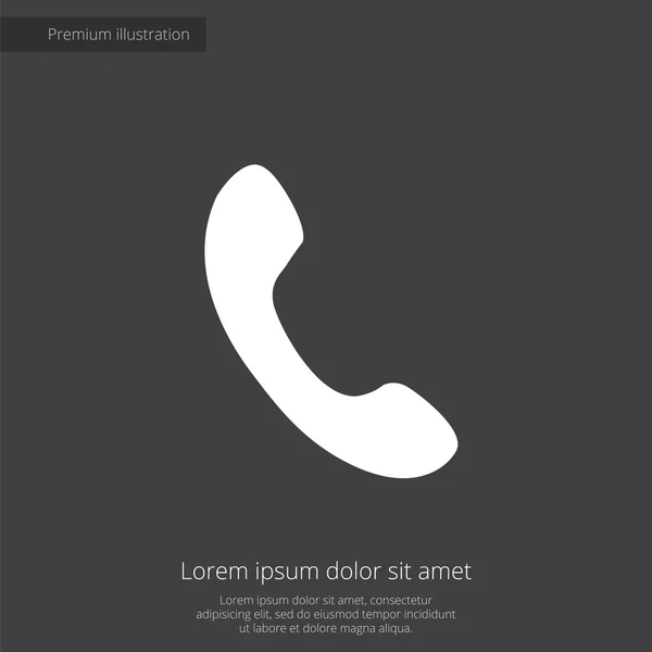 Icône d'illustration de téléphone premium, blanc sur fond sombre — Image vectorielle