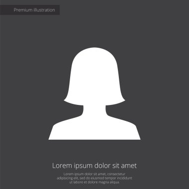 kadın profili sigorta primi illüstrasyon simge, karanlık backgrou beyaz