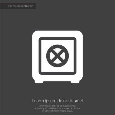 Banka güvenli sigorta primi illüstrasyon simge, koyu arka plan üzerinde beyaz