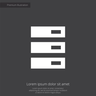 Server premium illüstrasyon simgesinin, koyu arka plan üzerinde beyaz