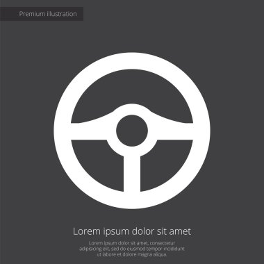 direksiyon simidi sigorta primi illüstrasyon simge, karanlık backgrou beyaz