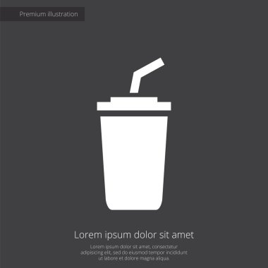 kahve sigorta primi illüstrasyon simge, koyu arka plan üzerinde beyaz