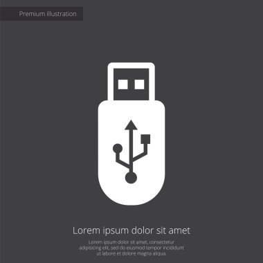 USB sigorta primi illüstrasyon simge, koyu arka plan üzerinde beyaz