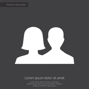 erkek kadın premium illüstrasyon simge, koyu arka plan üzerinde beyaz 