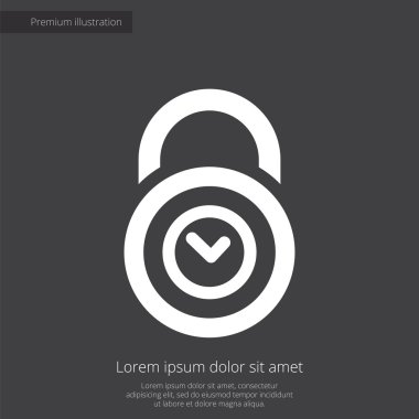 zaman kilidi sigorta primi illüstrasyon simge, koyu arka plan üzerinde beyaz