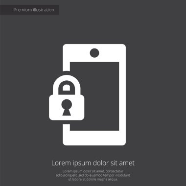 akıllı telefon kilit sigorta primi illüstrasyon simgesi, karanlık backgro beyaz