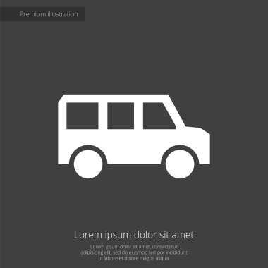 otobüs sigorta primi illüstrasyon simge, koyu arka plan üzerinde beyaz