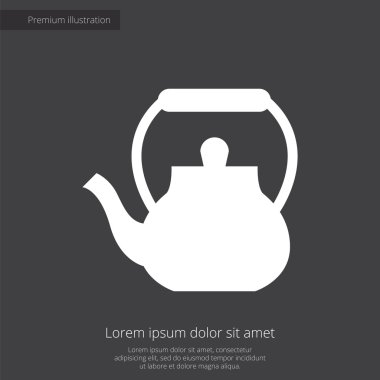 çaydanlık sigorta primi illüstrasyon simge, koyu arka plan üzerinde beyaz