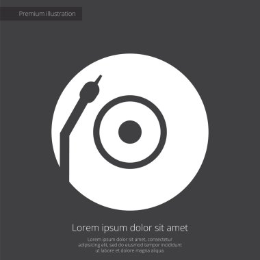 Vinil pikap sigorta primi illüstrasyon simge, karanlık backgro beyaz