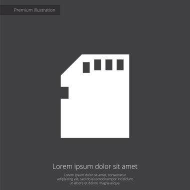 bellek kartı sigorta primi illüstrasyon simge, koyu arka plan üzerinde beyaz 