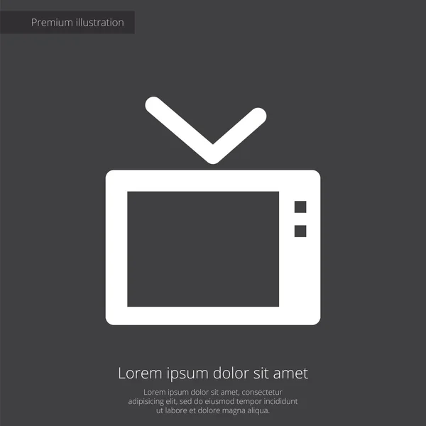 Tv premium illustration icon, white on dark background — Stock Vector