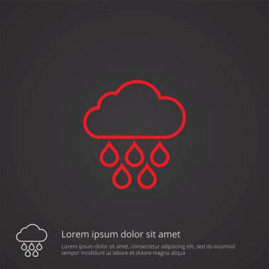 bulut yağmur anahat simgesini, koyu arka plan, logo şablonu kırmızı