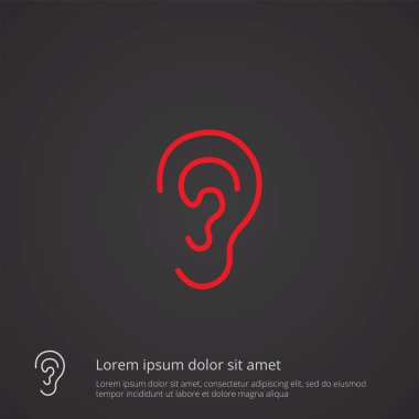 kulak anahat simgesini, koyu arka plan, logo templat kırmızı
