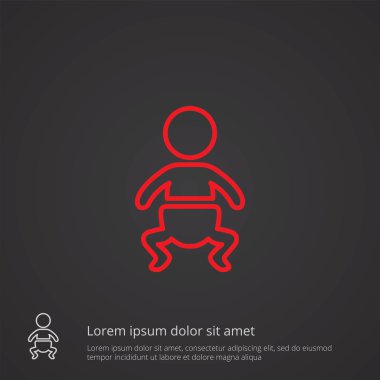 Bebek anahat simgesini, koyu arka plan, logo templat kırmızı