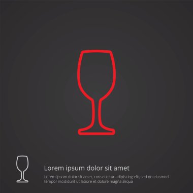 kadehinin anahat simgesini, koyu arka plan, logo templat kırmızı