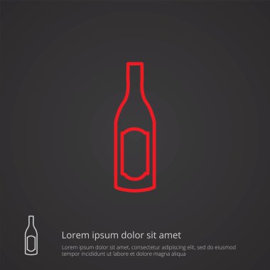 şarap şişesi anahat simgesini, koyu arka plan, logo templat kırmızı