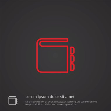 Not defteri anahat simgesini, koyu arka plan, logo templat kırmızı