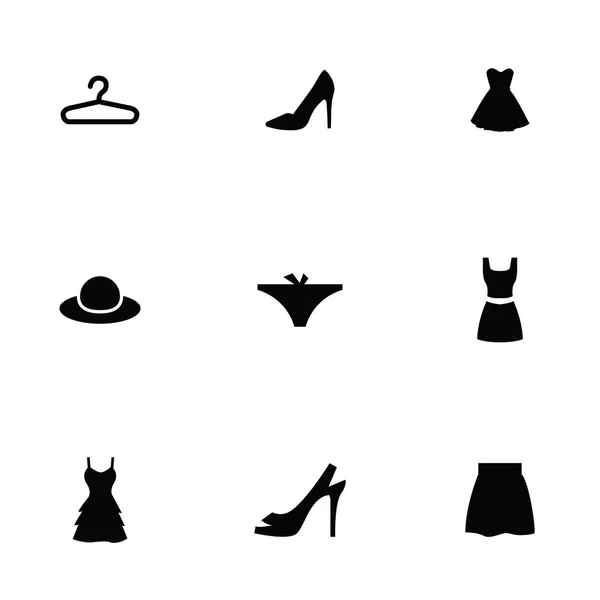 Frau trägt 9 Icons Set — Stockvektor