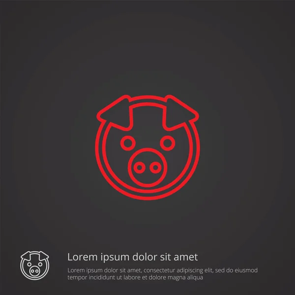 domuz anahat simgesini, koyu arka plan, logo templat kırmızı