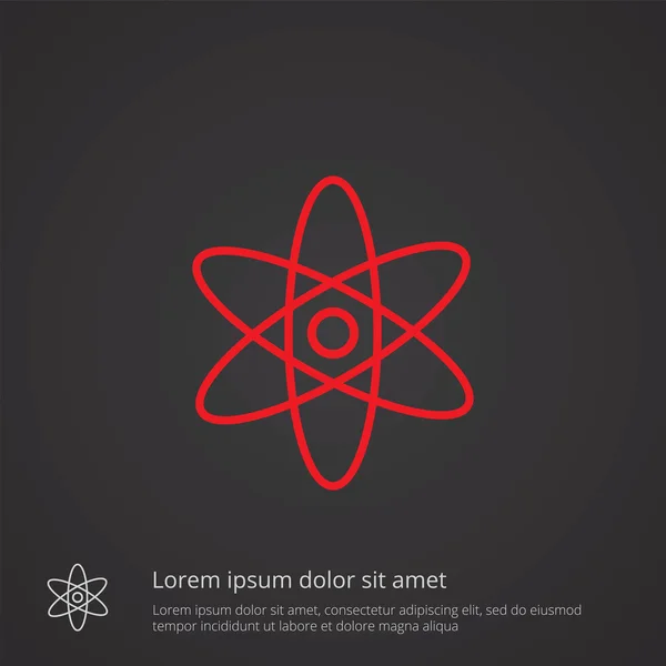 Símbolo de contorno de átomo, rojo sobre fondo oscuro, plantilla de logotipo — Vector de stock