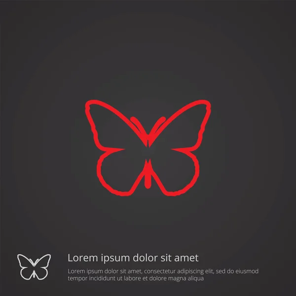 Символ контура бабочки, красный цвет на темном фоне, шаблон логотипа — стоковый вектор