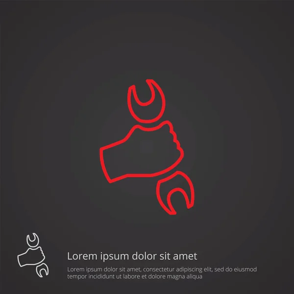 Symbole de contour de réparation, rouge sur fond sombre, modèle de logo — Image vectorielle