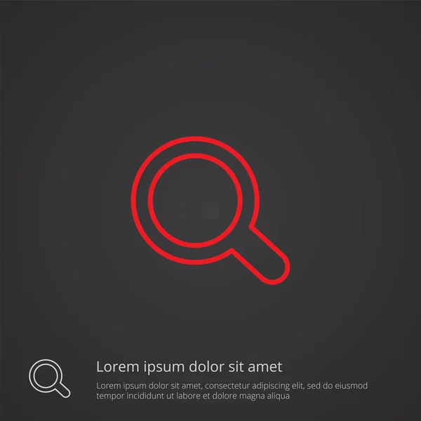 Search outline symbol, red on dark background, logo templat — Stock Vector