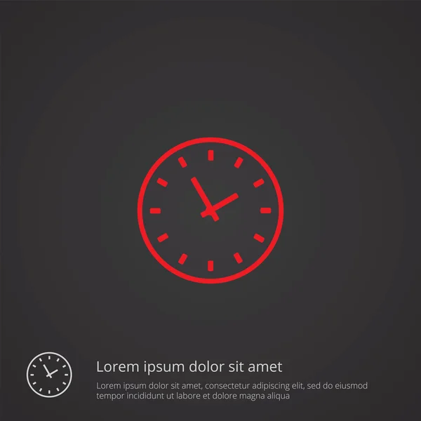 Symbole de contour horaire, rouge sur fond sombre, modèle de logo — Image vectorielle