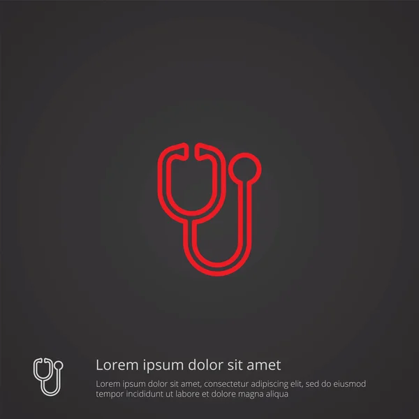 Símbolo médico contorno símbolo, rojo sobre fondo oscuro, logotipo temp — Archivo Imágenes Vectoriales