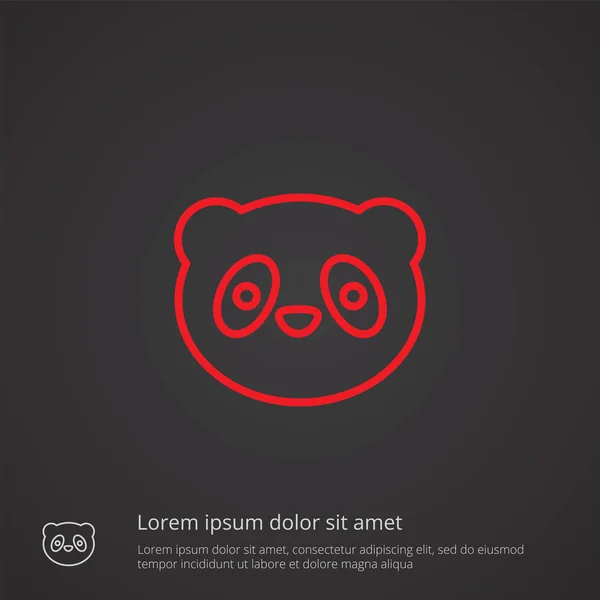 Symbole de contour de panda, rouge sur fond sombre, modèle de logo — Image vectorielle