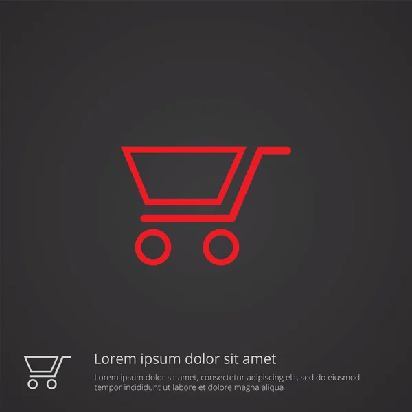 Símbolo del contorno del carrito de compras, rojo sobre fondo oscuro, logo templ — Archivo Imágenes Vectoriales