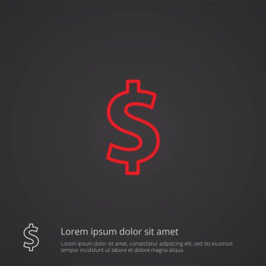 Doları anahat simgesini, koyu arka plan, logo templat kırmızı