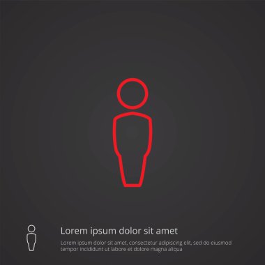 erkek anahat simgesini, koyu arka plan, logo templat kırmızı