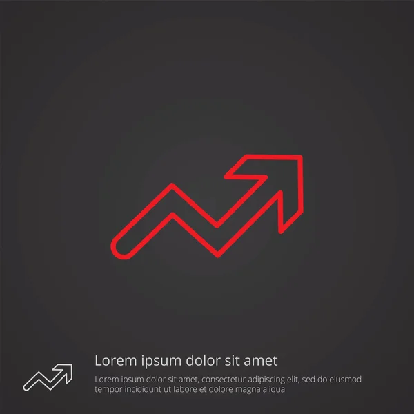 Arrow up outline symbol, red on dark background, logo templat — Stock Vector