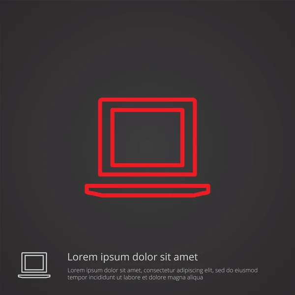노트북 개요 상징, 로고 templat 어두운 배경에 빨간색 — 스톡 벡터