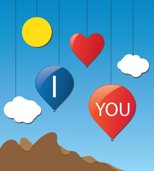 Cloud love baloon illustration — Stock Vector