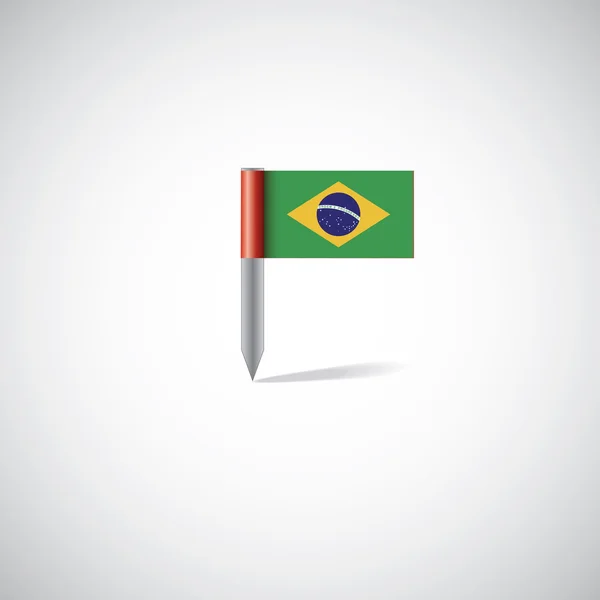 Pin bandera de Brasil — Vector de stock