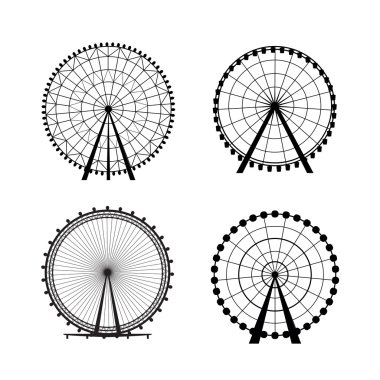 Dönme dolap eğlence parkı, vektör silhouett