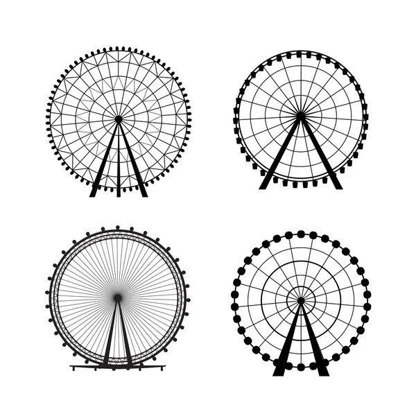 Ferris Rueda del parque de atracciones, silueta vectorial — Vector de stock