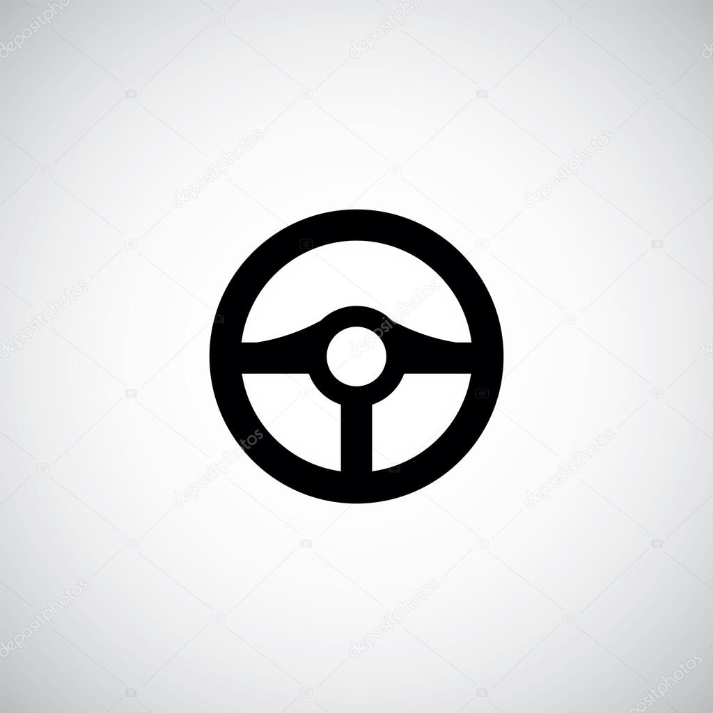 Steering wheel symbol on white backgroun