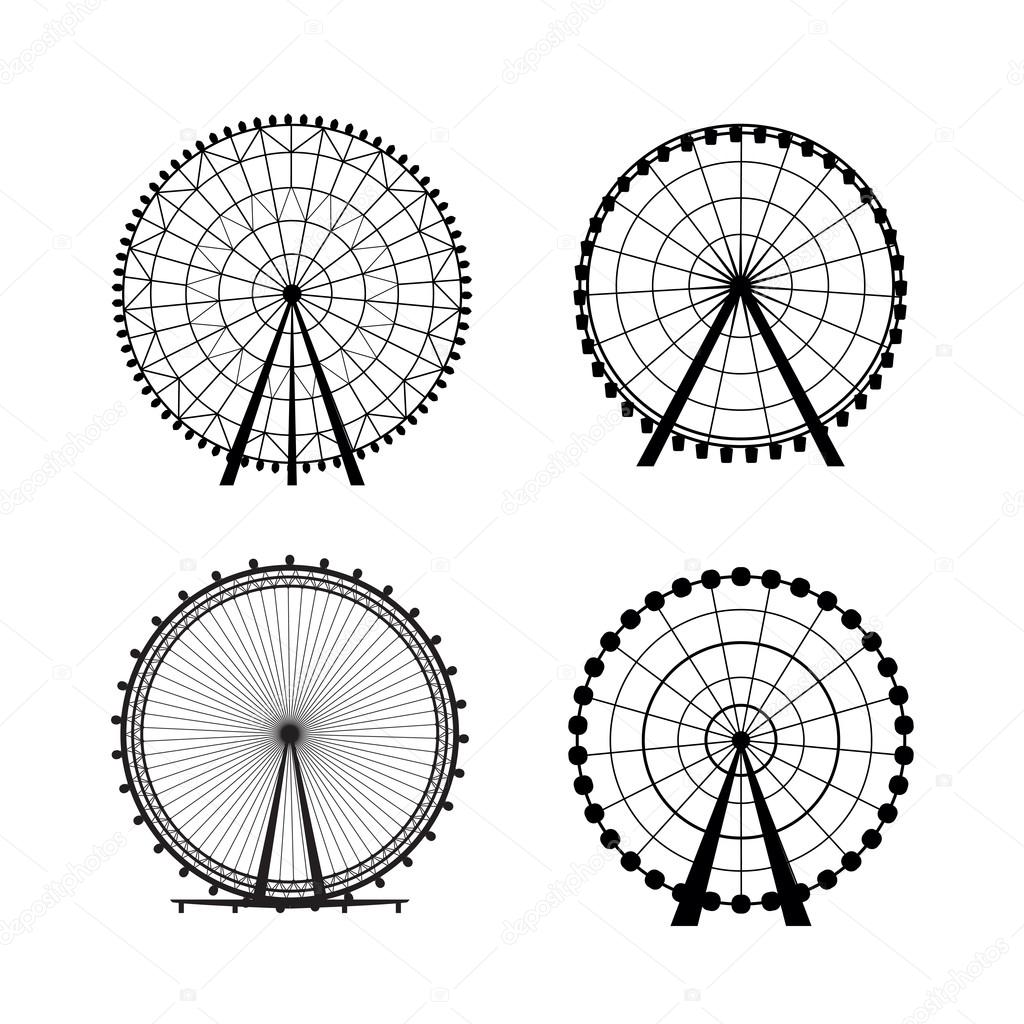 Ferris Wheel from amusement park, vector silhouett