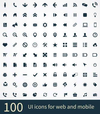 Web ve mobil 100 UI anahat simgelerini